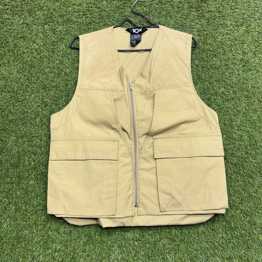 10X Game Bird Hunting Vest Mens Medium Khaki Tan Quail Pheasant Shooting USA